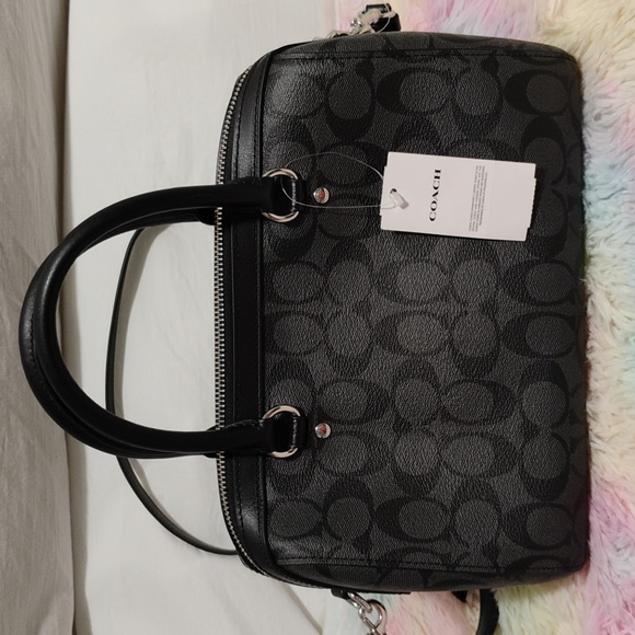 SALE! NWT Coach Signature Graphic Black Bag W Strap - Picture 6 of 10